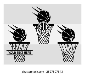 Basketball Hoop, Basketball Hoop Silhouette, Basketball Hoop With Ball Silhouette,