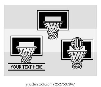 Basketball Hoop, Basketball Hoop Silhouette, Basketball Hoop With Ball Silhouette,