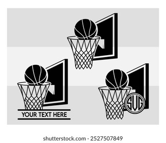 Basketball Hoop, Basketball Hoop Silhouette, Basketball Hoop With Ball Silhouette,