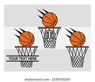 Basketball Hoop, Basketball Hoop Silhouette, Basketball Hoop With Ball Silhouette, clipart, vector,