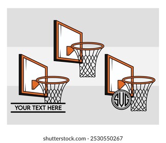 Basketball Hoop, Basketball Hoop Silhouette, Basketball Hoop With Ball Silhouette, clipart, vector,