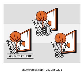 Basketball Hoop, Basketball Hoop Silhouette, Basketball Hoop With Ball Silhouette, clipart, vector,