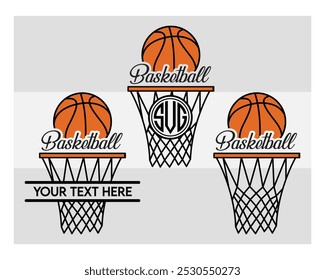 Basketball Hoop, Basketball Hoop Silhouette, Basketball Hoop With Ball Silhouette, clipart, vector,