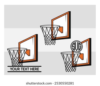 Basketball Hoop, Basketball Hoop Silhouette, Basketball Hoop With Ball Silhouette, clipart, vector,