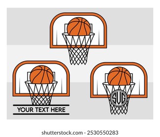 Basketball Hoop, Basketball Hoop Silhouette, Basketball Hoop With Ball Silhouette, clipart, vector,