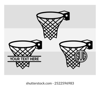 Basketball Hoop, Basketball Hoop Silhouette, Basketball Hoop With Ball Silhouette, Basketball Hoop Vector, Monogram eps,