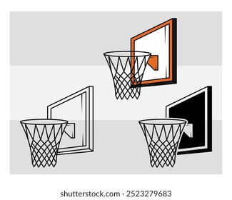 Basketballkorb, Basketballkorb Silhouette, Basketballkorb mit Ballsilhouette, Basketballkorb Vektor, eps,