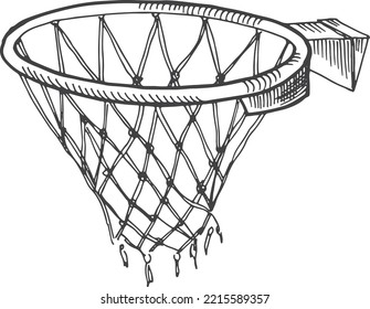 Basketball Hoop Sketch. Hand Drawn Sport Basket