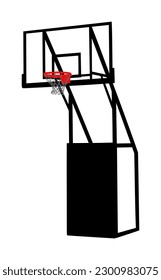 Basketball hoop vector silhouette illustration isolated on white background. Sport construction. popular sport game equipment on court. Basketball backboard symbol.