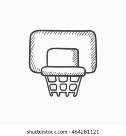 Basketball hoop vector sketch icon isolated on background. Hand drawn Basketball hoop icon. Basketball hoop sketch icon for infographic, website or app.