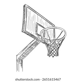 basketball hoop vector sketch line art hand drawn illustration