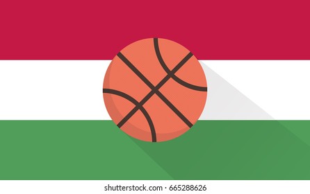 basketball with Hungary flag background
