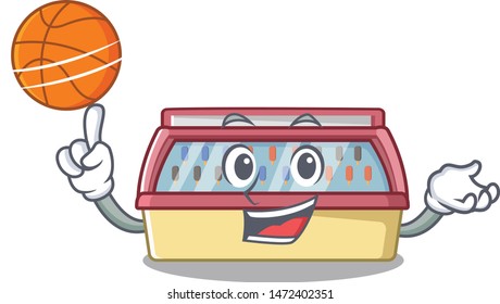 With basketball ice cream freezer isolated the mascot