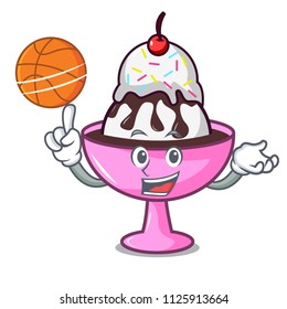 With basketball ice cream sundae character cartoon With basketball ice cream sundae character cartoon