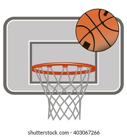 Basketball icon. The ball flies into the cart. Vector illustration.