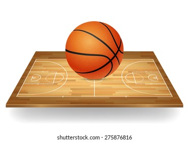 Basketball icon - ball on a wooden court. Isolated on white. Vector EPS10 illustration. 