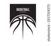 Basketball icon. Creative drawing. Basketball ball in graphic style for tournament or club. Black and white illustration. Vector