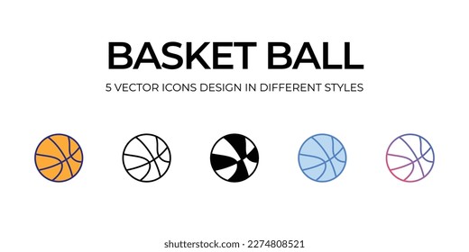 diseño de iconos de baloncesto en estilo Cinco con Stroke editable. Línea, Sólido, Línea plana, Color de tono Duo y Línea de degradado de color. Adecuado para diseño de páginas Web, aplicaciones móviles, UI, UX y GUI.