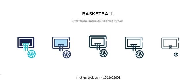 basketball icon in different style vector illustration. two colored and black basketball vector icons designed in filled, outline, line and stroke style can be used for web, mobile, ui