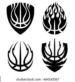 Basketball icon emblems set