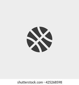 Basketball  icon in a flat design in black color. Vector illustration eps10
