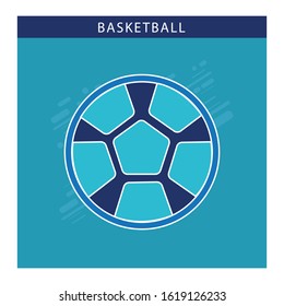 Basketball icon flat design on blue background