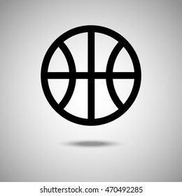 Basketball icon. Flat style. Grey background. Vector illustration.