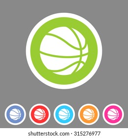 Basketball icon flat web sign symbol logo label set