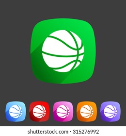 Basketball icon flat web sign symbol logo label set