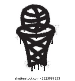 Basketball icon graffiti with black spray paint