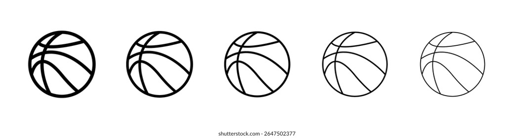 Basketball icon graphic set. trendy stroke line style