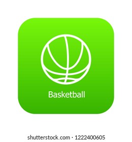 Basketball icon green vector isolated on white background