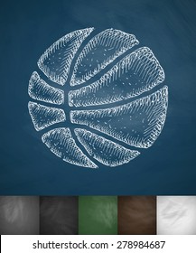 basketball icon. Hand drawn vector illustration. Chalkboard Design