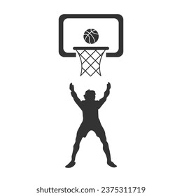 Icono de baloncesto. Ilustración vectorial plana del aro de baloncesto.