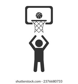 Basketball icon. Basketball Hoop flat vector ilustration.