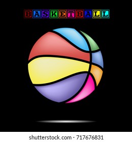 Basketball icon. Isolate on black background. Grunge style. Vector illustration