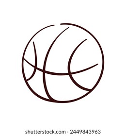 Basketball icon in line art style. Doodle sport ball design. Vector illustration isolated on a white background.