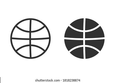 basketball icon in line style and flat style, basketball black isolated on white background, sport business concept