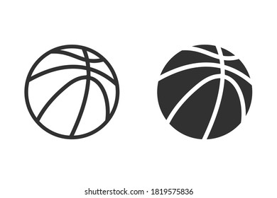 basketball icon in line style and flat style, basketball black isolated on white background, sport business concept