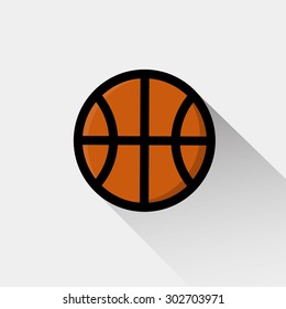 Basketball icon long shadow design,vector illustration