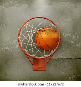 Basketball icon, old-style vector