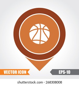 Basketball Icon On Map Pointer. Eps.-10.