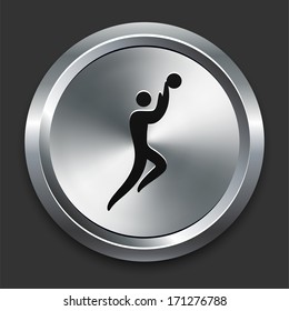 Basketball Icon on Metallic Button Collection