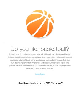 Basketball icon. Orange basketball ball, vector illustration.