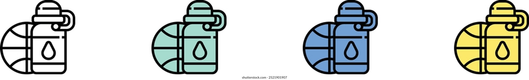 basketball icon. Outline, Green, Blue and Yellow Style Design Isolated On White Background