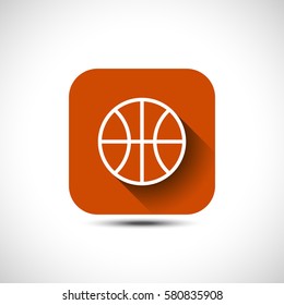 Basketball Icon. Red Flat Icon. Vector Illustration Logo.