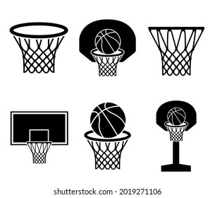 Basketball icon, basketball ring logo isolated on white background