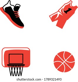 Basketball Icon Set 1 orange color