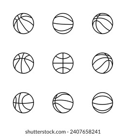 Juego de iconos de baloncesto. Icono de baloncesto. Icono vectorial del logo de baloncesto