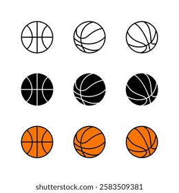 Basketball icon set. Basketball ball icon. Basketball logo vector icon